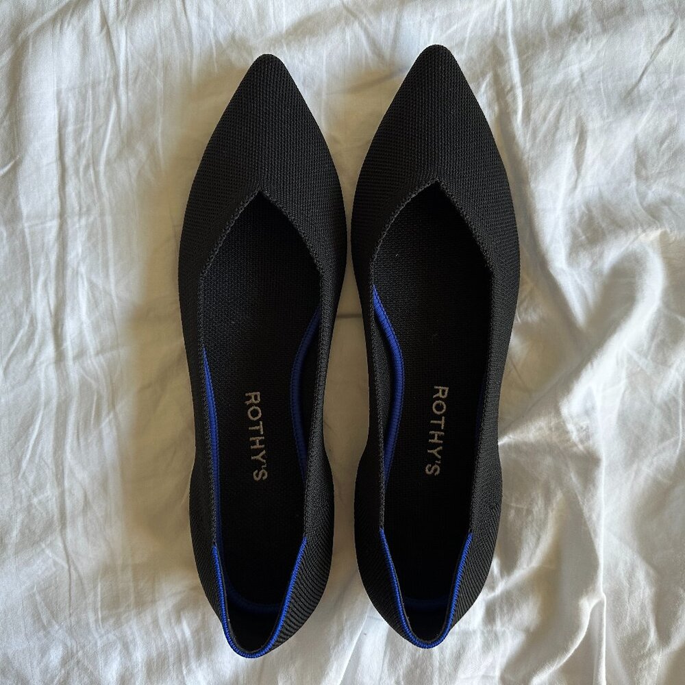Rothys The Point Black Pointed Toe Ballet Flats Size 11